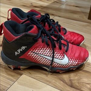 Kids Red and Black baseball cleats